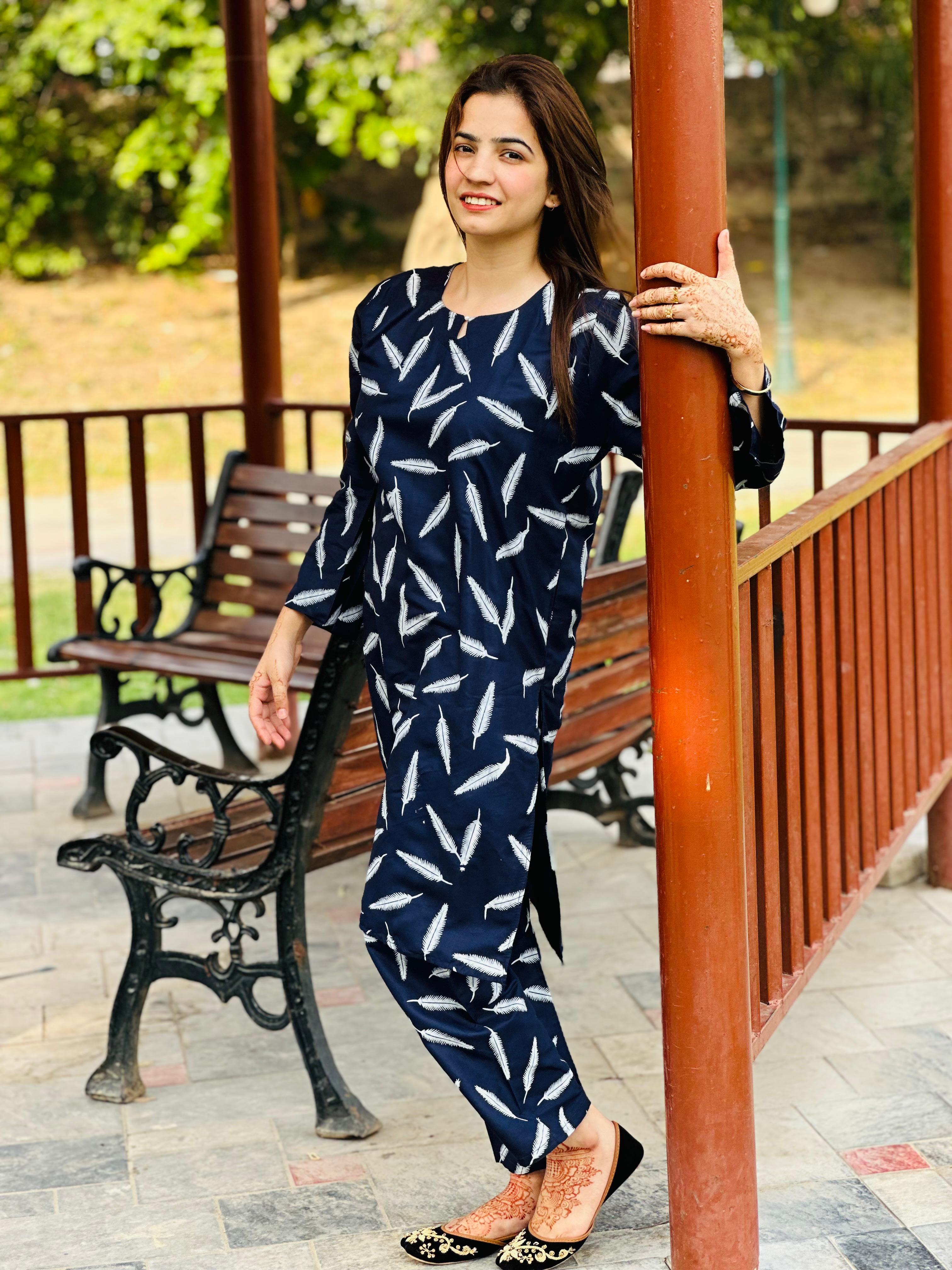 2 Piece Printed Premium Linen Dress (Stitched)