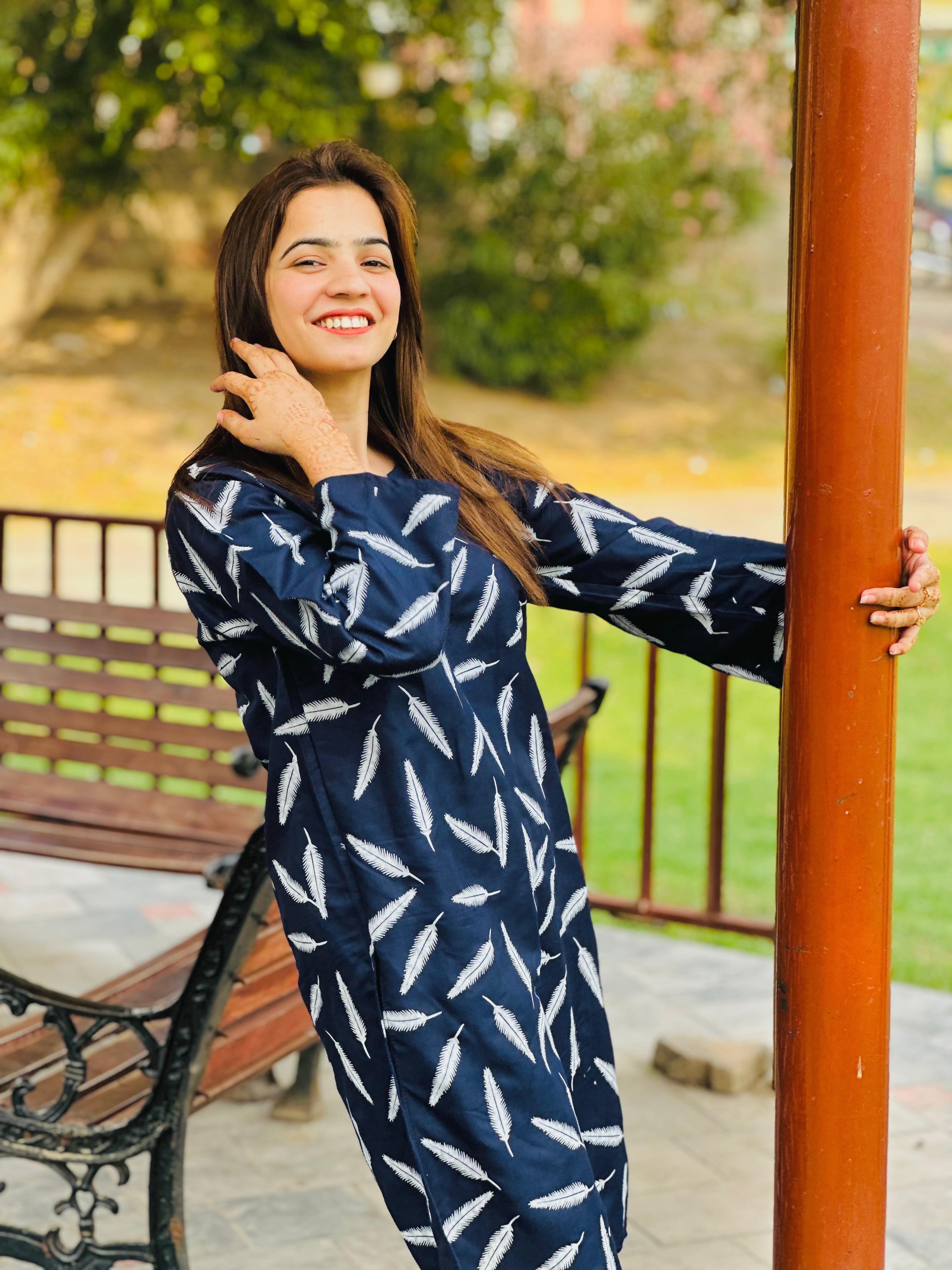 2 Piece Printed Premium Linen Dress (Stitched)