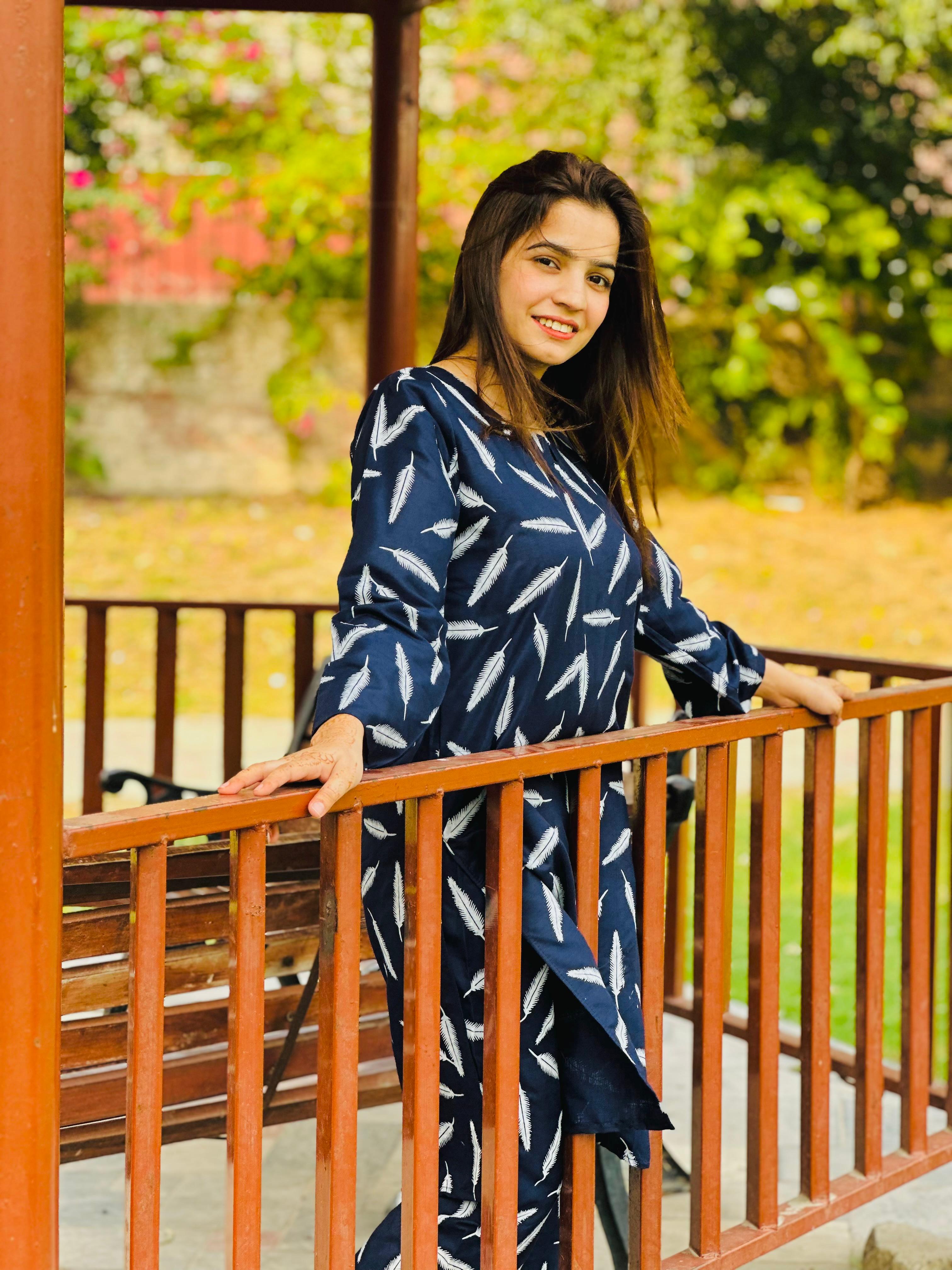2 Piece Printed Premium Linen Dress (Stitched)