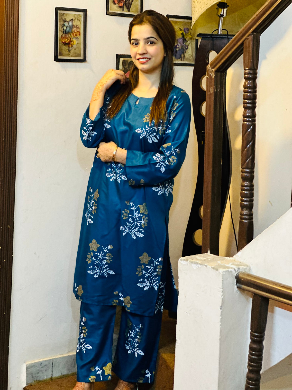 2 Piece Printed Premium Linen Dress (Stitched)