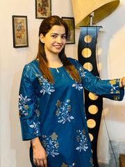 2 Piece Printed Premium Linen Dress (Stitched)