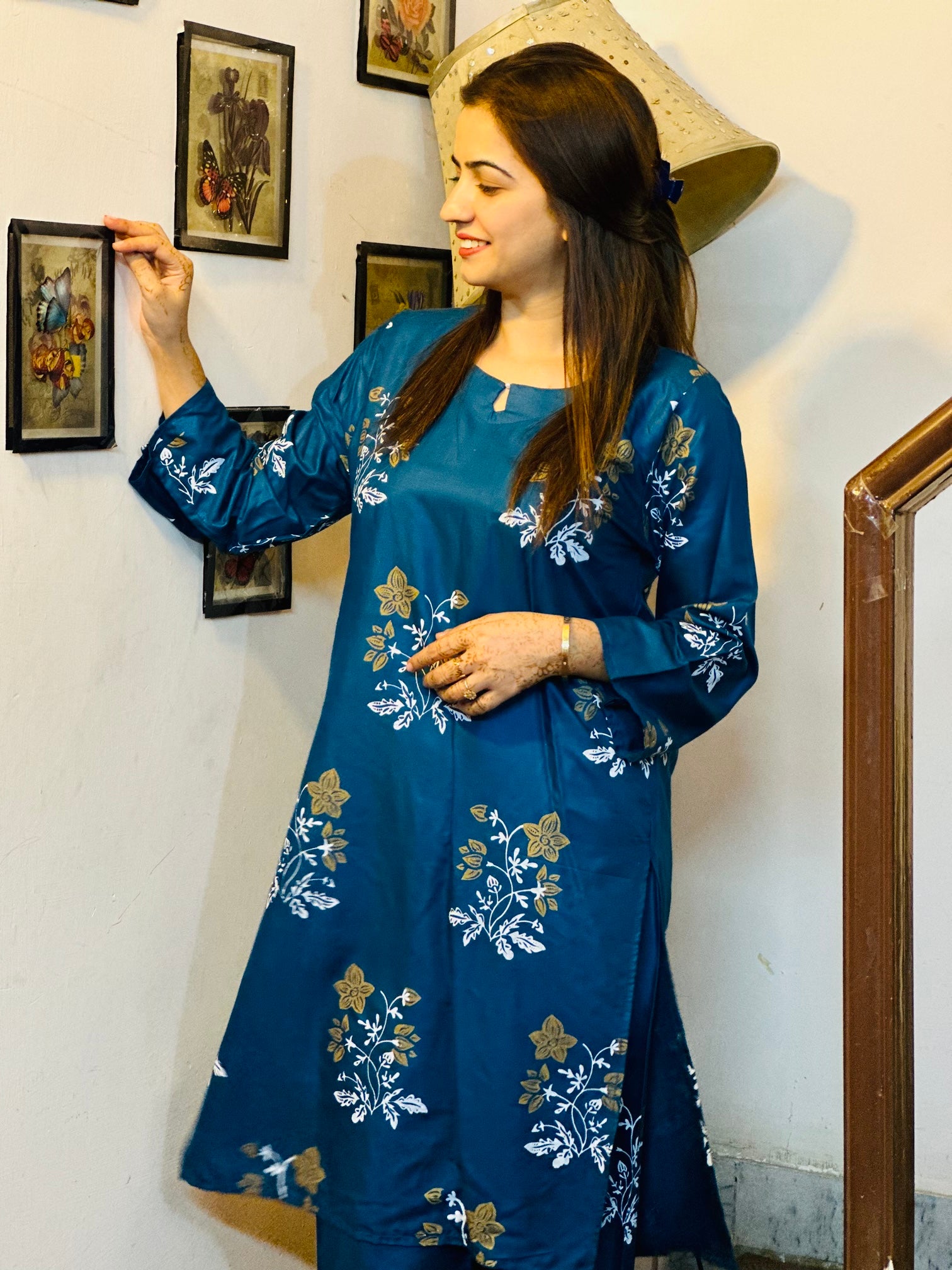 2 Piece Printed Premium Linen Dress (Stitched)