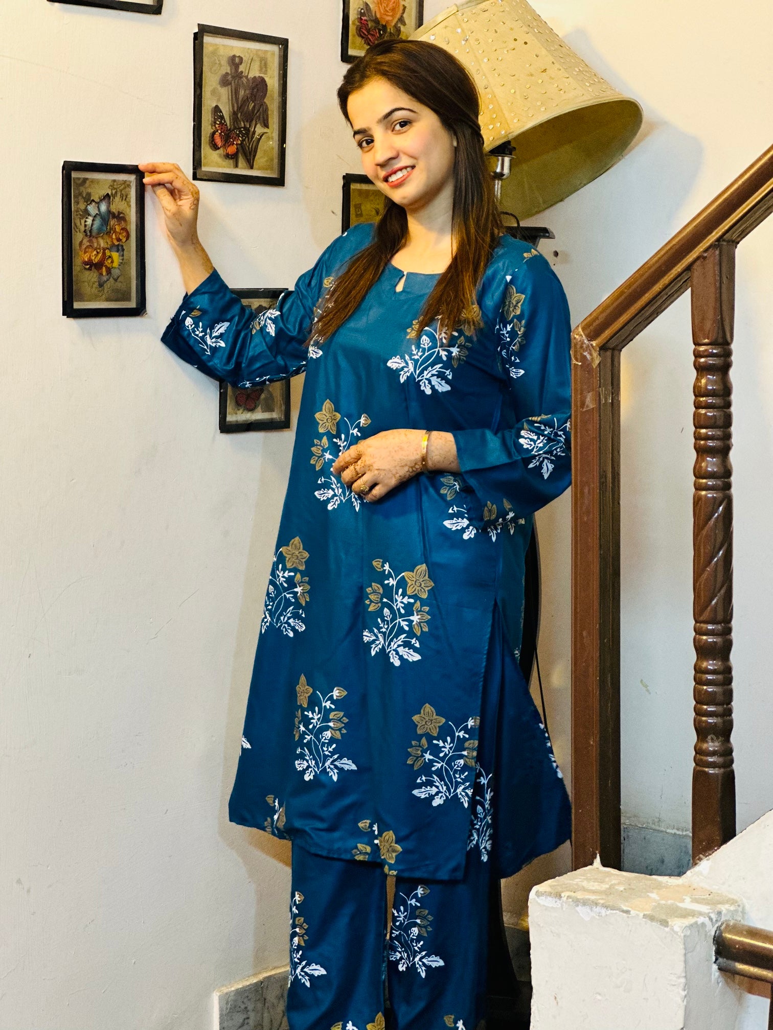 2 Piece Printed Premium Linen Dress (Stitched)